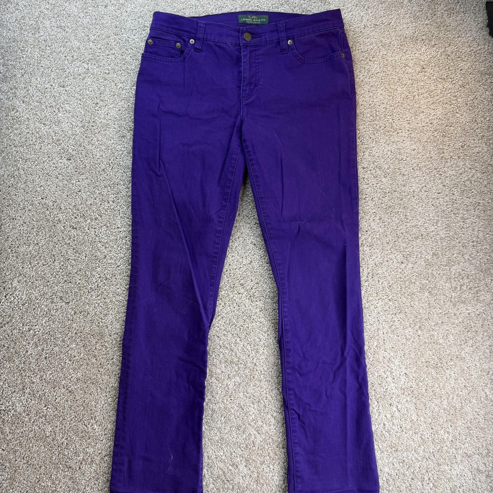 Lauren Ralph Lauren Modern Straight Jeans Womens 6 Purple 5 Pocket Stretch Denim
